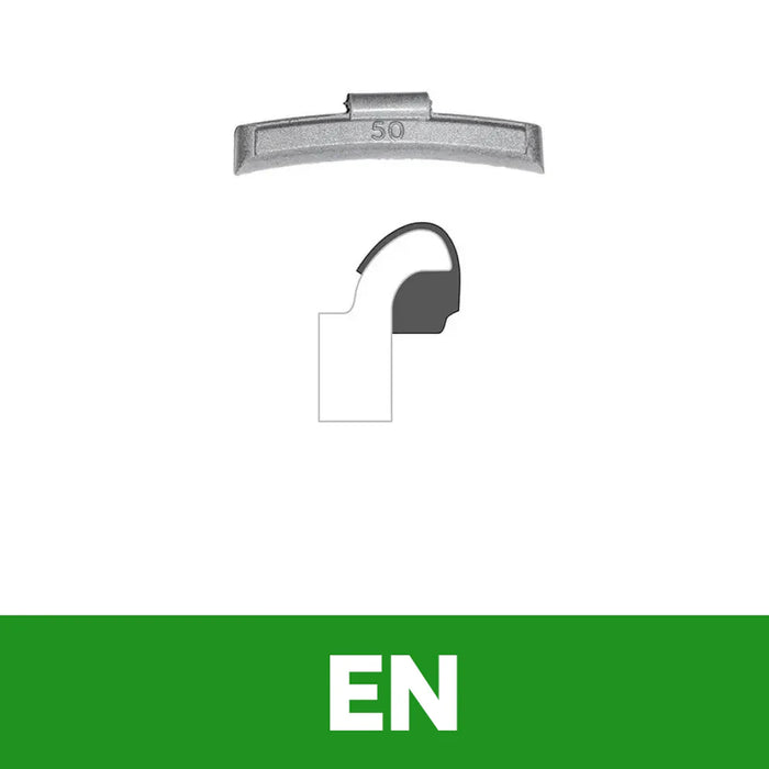 MT-RSR Clip-on WW - EN Profile, 30 g, Box of 10 - Zinc "Green" Eco WW-Z-EN-E30G