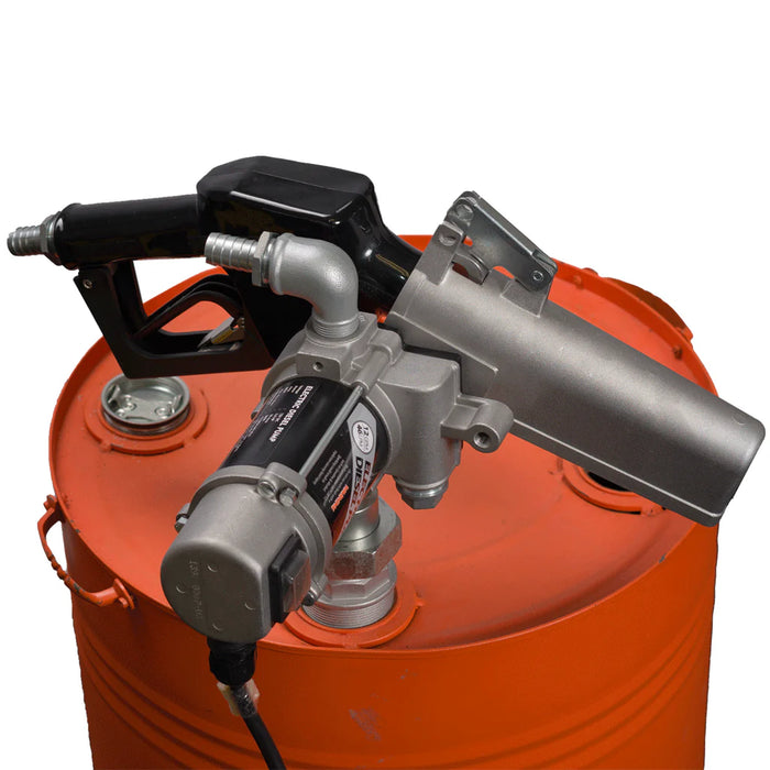 Groz 12V DC Electric Diesel Pump with Automatic Nozzle, Drum Mount Style 45534