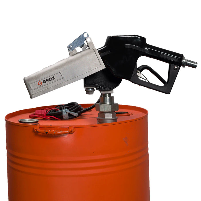 Groz 12V DC Electric Diesel Pump with Automatic Nozzle, Drum Mount Style 45534
