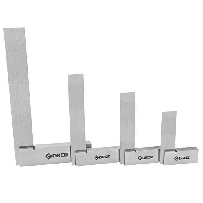 Groz 4 Piece Machinist Steel Square Precision Set, 48 or 72-96 Micron Squareness 1111-2