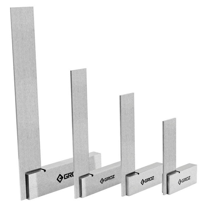 Groz 4 Piece Machinist Steel Square Precision Set, 48 or 72-96 Micron Squareness 1111-2