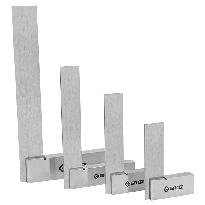 Groz 4 Piece Machinist Steel Square Precision Set, 48 or 72-96 Micron Squareness 1111-2