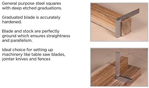 Groz General Purpose Graduated Workshop Steel Square - 4" or 6" 1142-3