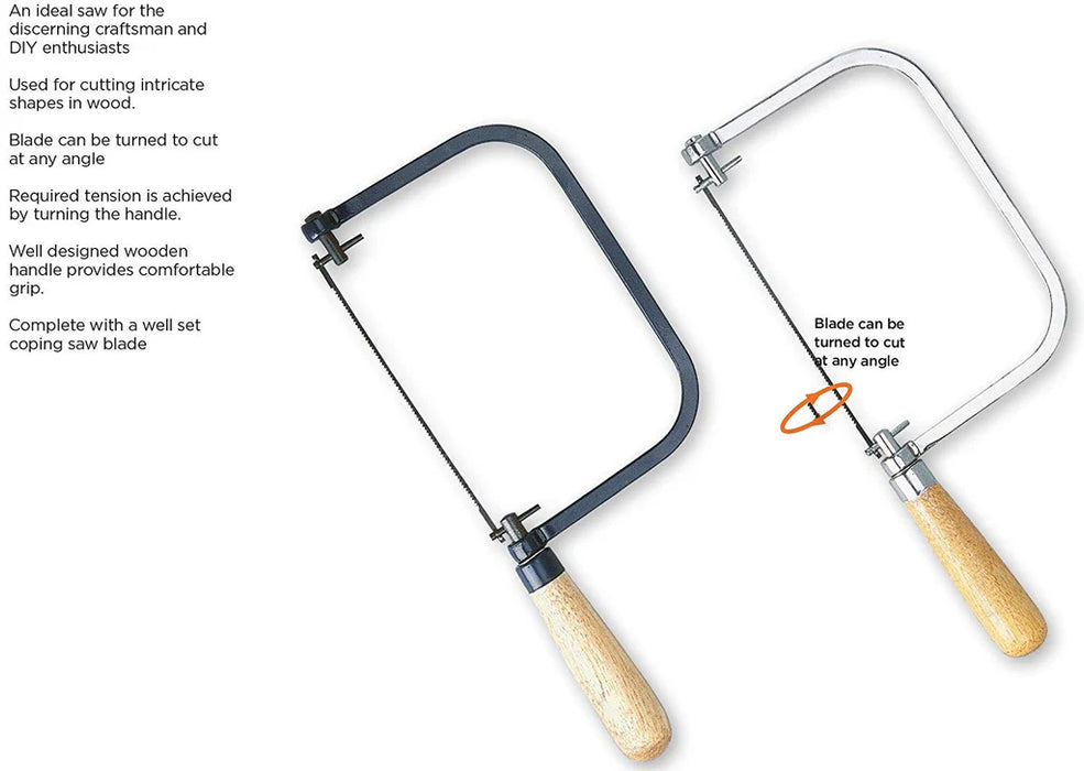 Groz Coping Saw - Chrome Plated Frame - DIY - Overall Length: 12-3/4” 30221