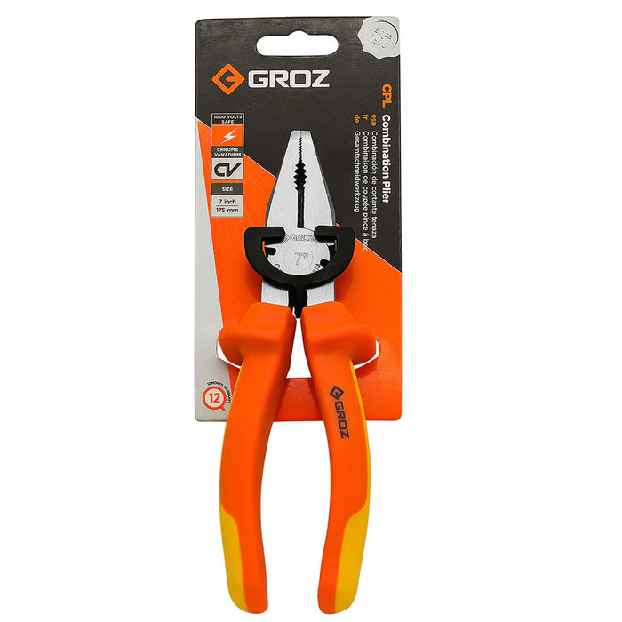 Groz Combination Pliers, 1000V AC Safe, 6", 7", or 8" 31531