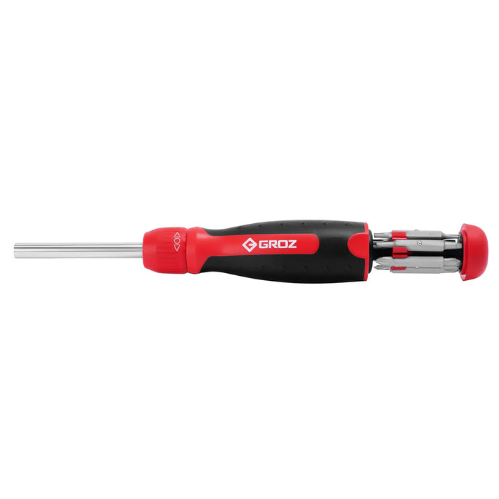 Groz Ratcheting Screwdriver with 7 Steel Interchangeable Bits 33713