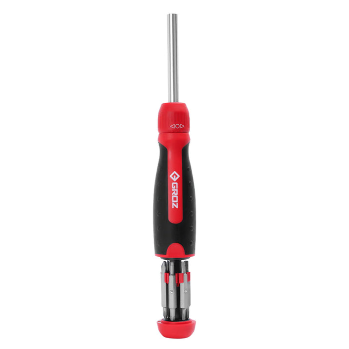 Groz Ratcheting Screwdriver with 7 Steel Interchangeable Bits 33713