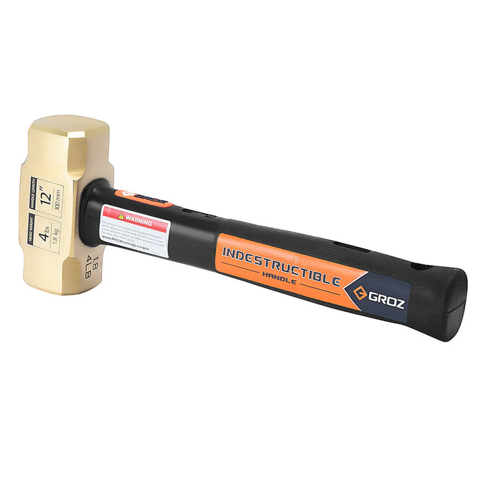 Groz 12" Indestructible Handle Brass Head Sledgehammer, 4 lb. Head 34702