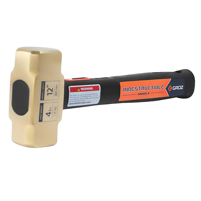 Groz 12" Indestructible Handle Brass Head Sledgehammer, 4 lb. Head 34702