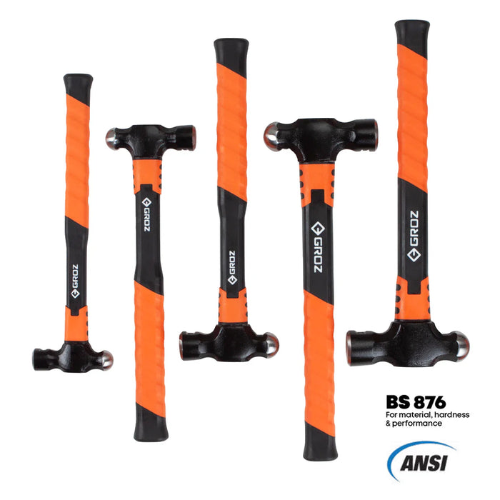 Groz 5 Piece Ball Pein Hammers Set - 8, 12, 16, 24, & 32 Oz. 36497