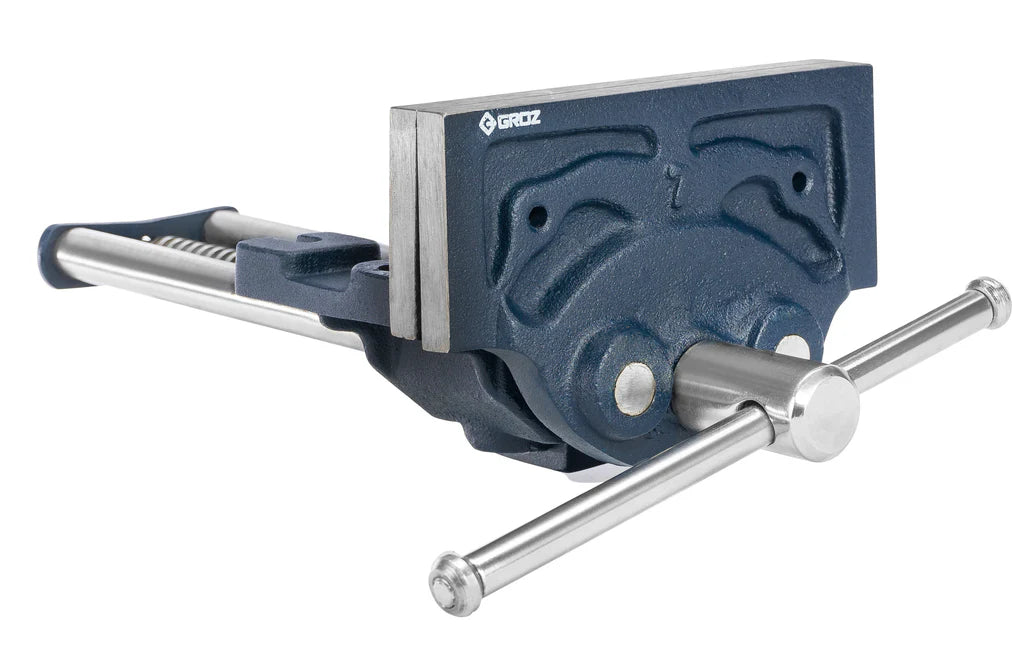 Groz Heavy Duty Woodworking Vise, 7", Plain Screw and “Toe-in” Feature 39001