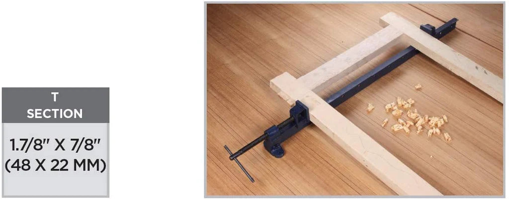 Groz T bar Clamp, Heavy Duty with Malleable Iron Head, Multiple Measuring Ranges Available 39101