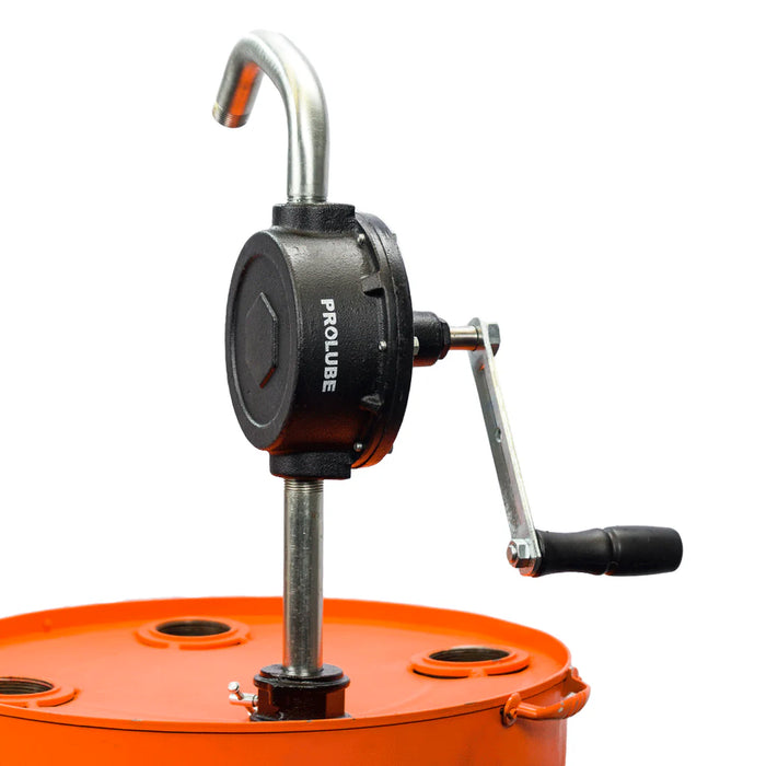 Groz Industrial Rotary Drum Pump, Vane Manual, with 8 Foot Anti-Static Hose, Non-Sparking Nozzle & Nozzle Holder 44081