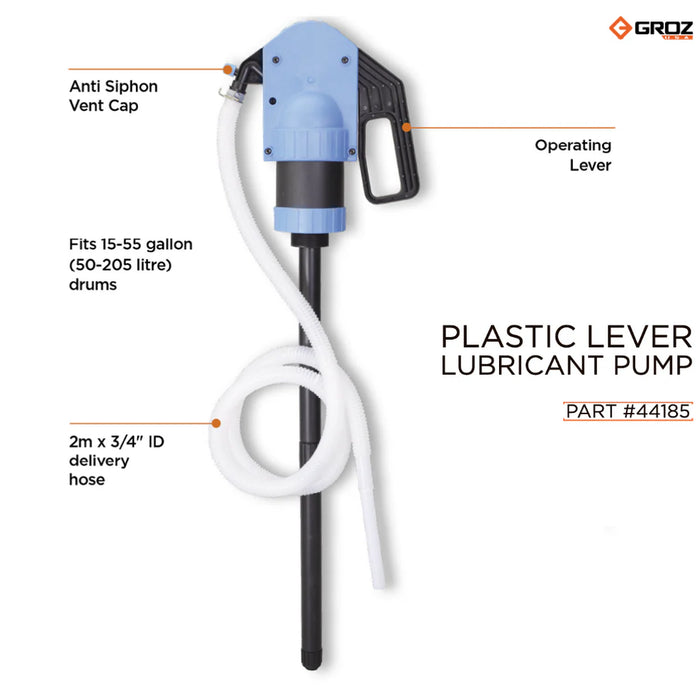 Groz Heavy Duty Lever Action DEF Pump, with 2" Bung Adapter, for DEF, Antifreeze, Hydraulic Oils, and more 44185