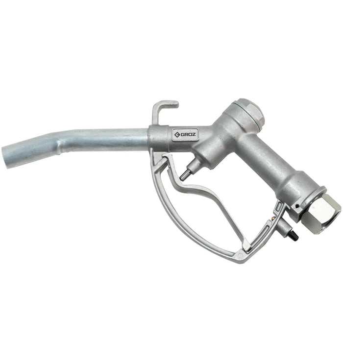 Groz Manual Fuel Nozzle with Swivel and Curved Spout, 1" NPT Inlet, 1" OD Spout 45594