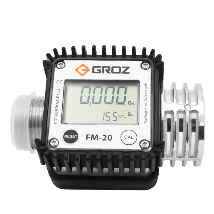 Groz Digital Turbine Fuel Meter, 1" NPT Bi-Directional Inlet and Outlet threads 45651