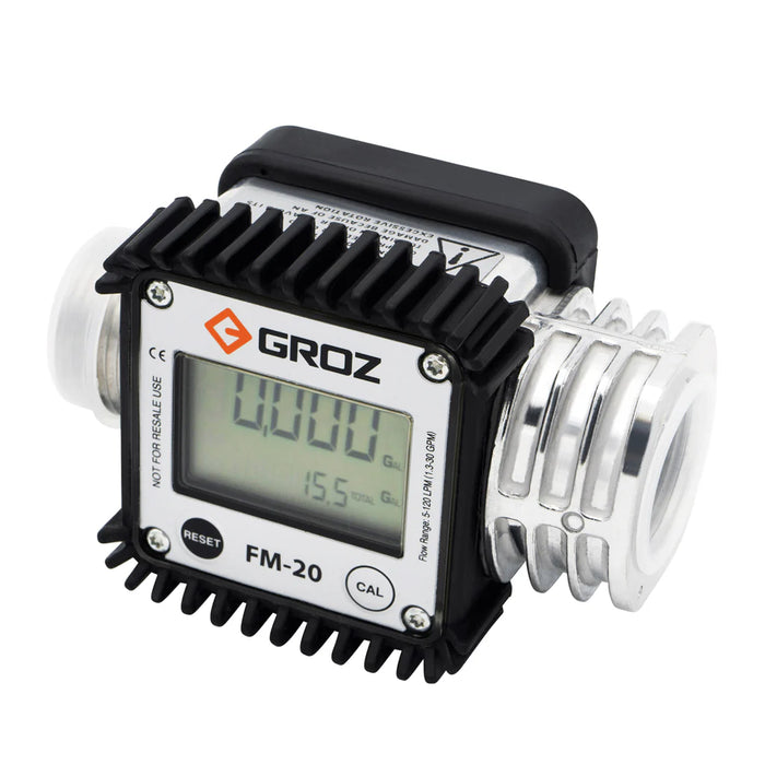 Groz Digital Turbine Fuel Meter, 1" NPT Bi-Directional Inlet and Outlet threads 45651