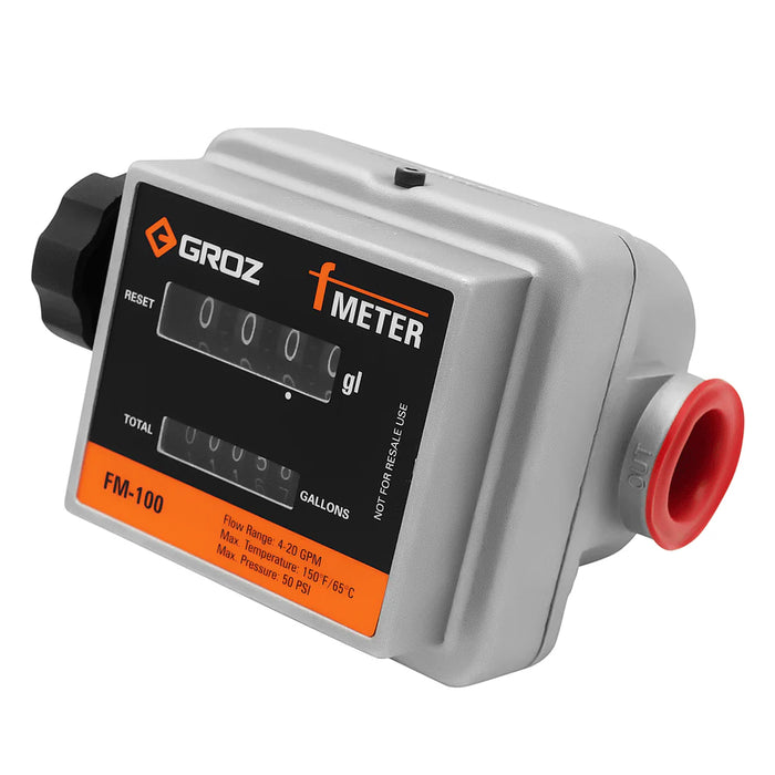 Groz F Meter Mechanical Fuel Meter, Gallons, 1" NPT (F) 45685