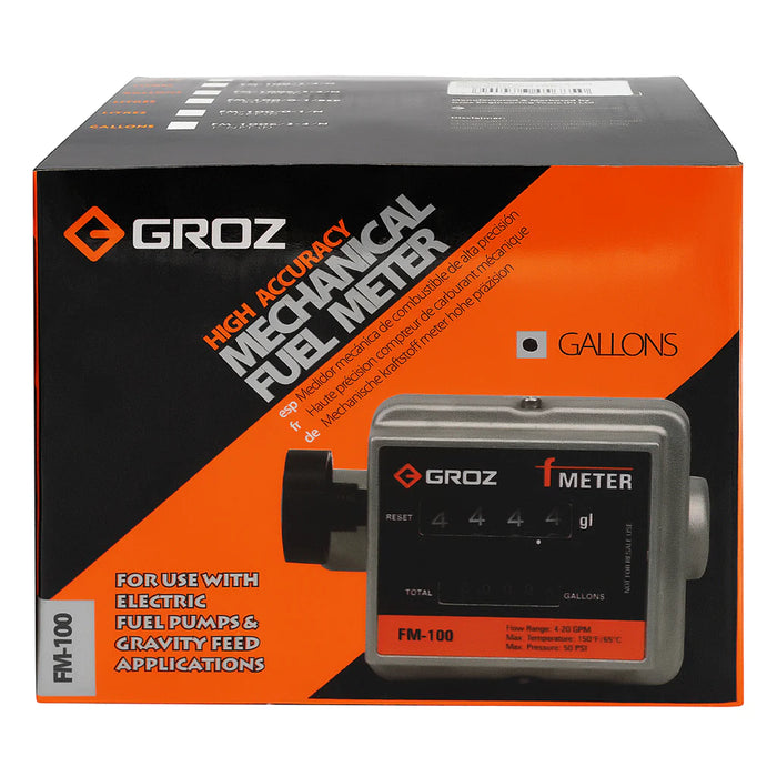 Groz F Meter Mechanical Fuel Meter, Gallons, 1" NPT (F) 45685