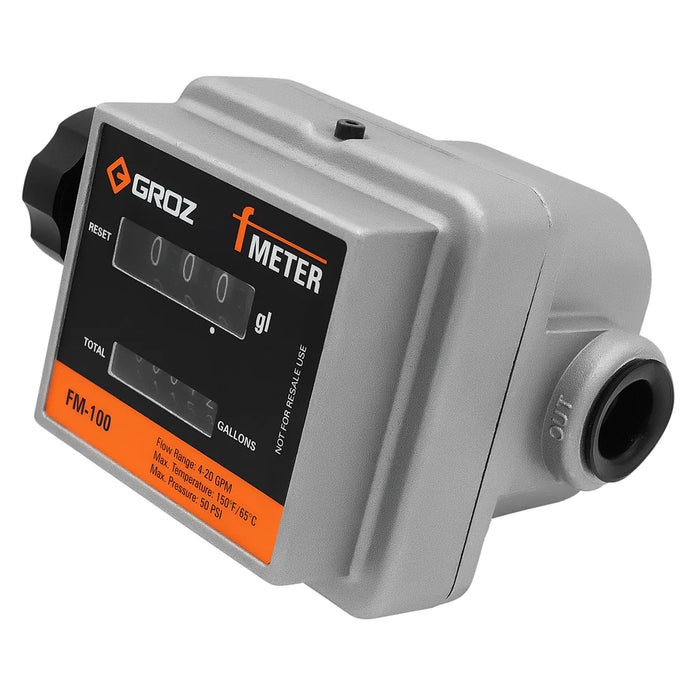 Groz Mechanical F-Meter, Gallons, 3/4" NPT 45682