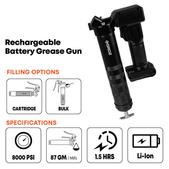 Groz PROLUBE Rechargeable 2000 mAh Lithium-Ion Battery Grease Gun 47380