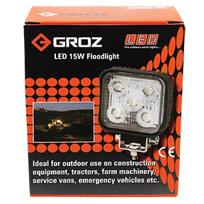Groz DC Powered 15W LED Floodlight, 900 Lumens 55016