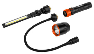 Groz 3-in-1 Quick Connect Work Light - Interchangeable Flashlight, Flexible Work Light, and Foldable Work Light 55129