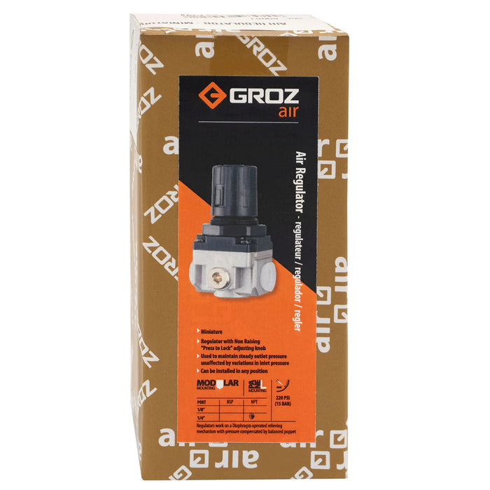 Groz Air Regulator - Miniature, Intermediate, or Standard - 1/4" NPT, 1/2" NPT, or 3/8" NPT 60053