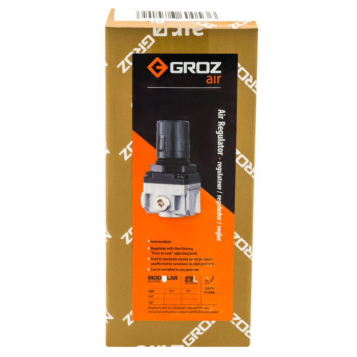 Groz Air Regulator - Miniature, Intermediate, or Standard - 1/4" NPT, 1/2" NPT, or 3/8" NPT 60053