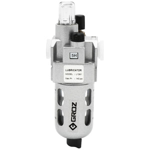 Groz Air Lubricator with Polycarbonate Bowl, Multiple Port sizes available 60251