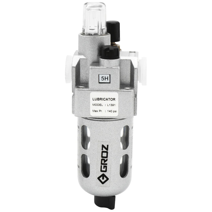 Groz Air Lubricator with Polycarbonate Bowl, Multiple Port sizes available 60256