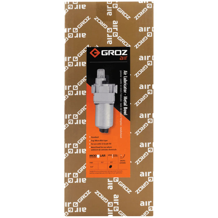 Groz Air Lubricator with Metal Bowl - Standard 1/2 NPT 60282