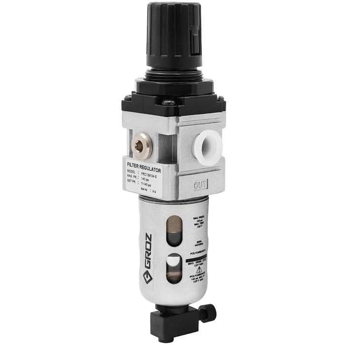 Groz Groz ¼ inch NPT Miniature Air Filter, Regulator Combination with Polycarbonate Bowl 60351