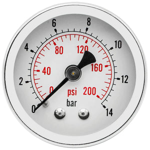 Groz Pressure Gauge Dual PSI/BAR Scale with Back Mount - 1/8" or 1/4" NPT 60635