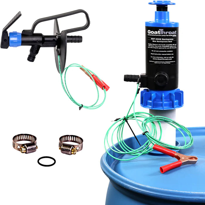 Goat Throat Groundable Drum Pump and Remote Discharge Tap with Santoprene Seals - add correct hose GTSCP200SRT