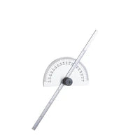 Groz Rectangular Head Depth Gauge with Protractor, 6 inch Steel Ruler 1225