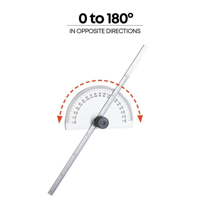 Groz Rectangular Head Depth Gauge with Protractor, 6 inch Steel Ruler 1225