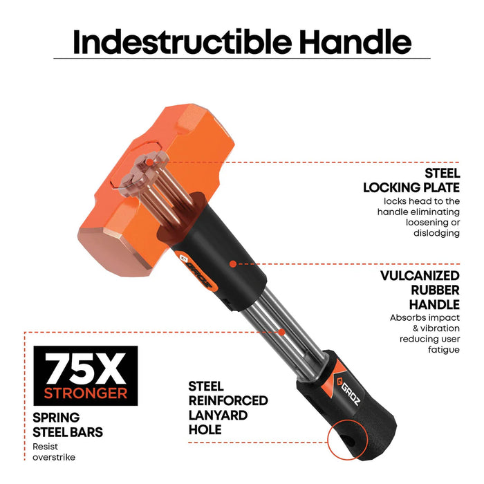Groz 12" Indestructible Handle Copper Head Club Hammer, 4 lb. 34600