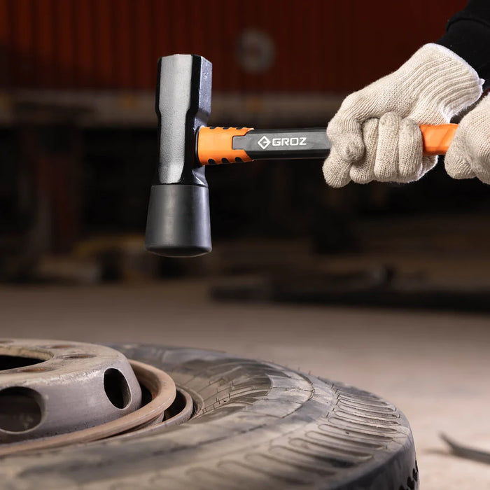 Groz 16" Tire Hammer with Fiberglass Handle, 5.5 lb Dual Rubber and Steel Head 34770