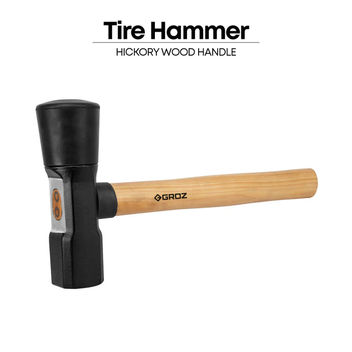 Groz 16" Tire Hammer with Hickory Wood Handle, 5.5 lb Dual Rubber and Steel Head 34780
