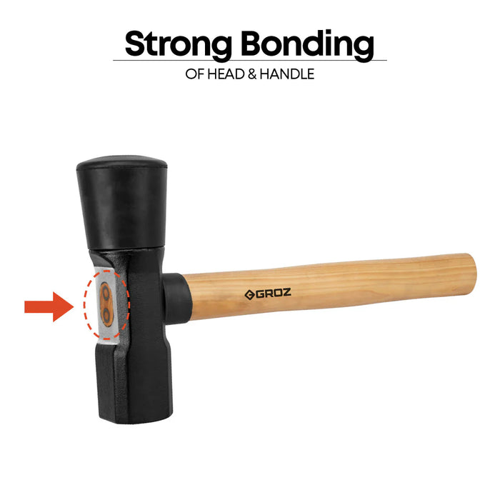 Groz 16" Tire Hammer with Hickory Wood Handle, 5.5 lb Dual Rubber and Steel Head 34780