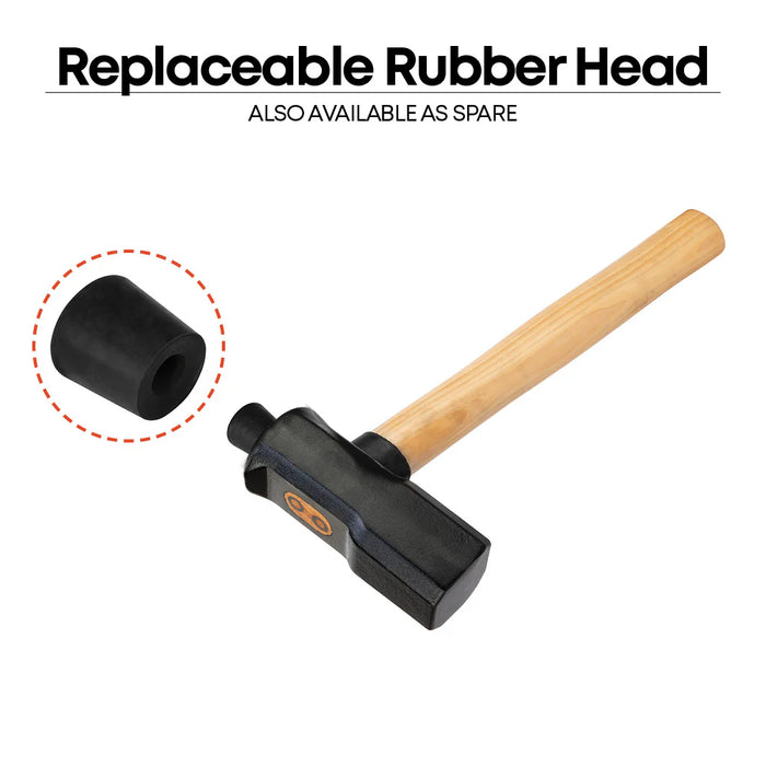 Groz 16" Tire Hammer with Hickory Wood Handle, 5.5 lb Dual Rubber and Steel Head 34780