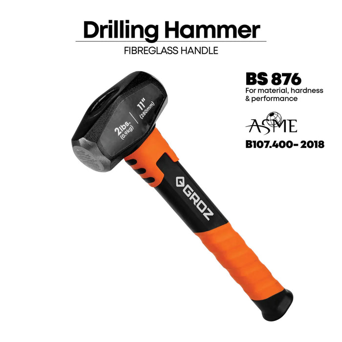 Groz 2 lb Head Drilling Hammer with 11 inch Fiberglass Handle 36560