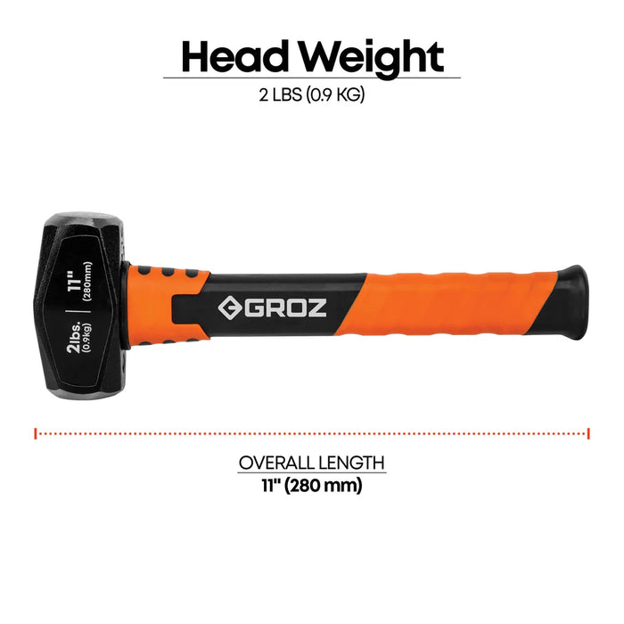 Groz 2 lb Head Drilling Hammer with 11 inch Fiberglass Handle 36560
