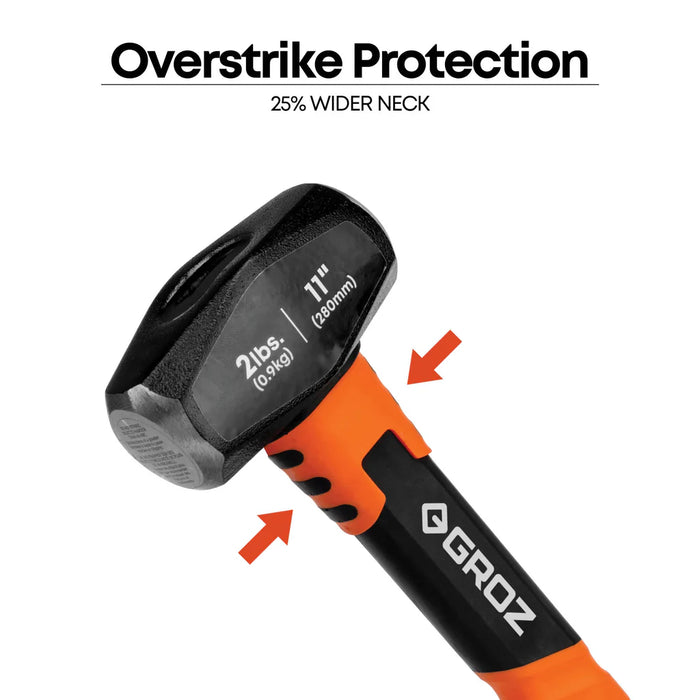 Groz 2 lb Head Drilling Hammer with 11 inch Fiberglass Handle 36560