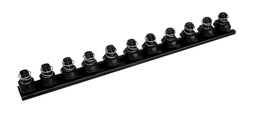 Groz Quick Release Socket Rail, 12 Clips - 3/8", 1/4", or 1/2" Drive Size 40943