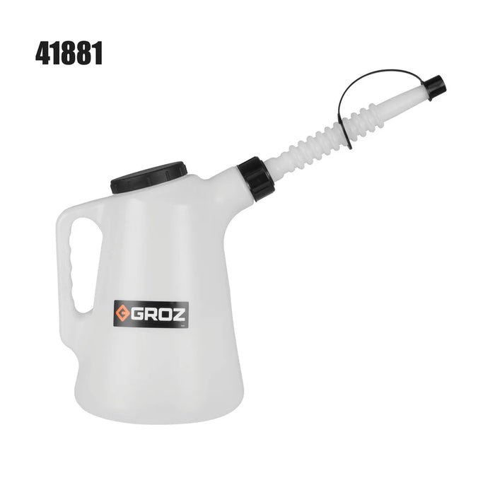 Groz Plastic Measures with Flexible Spout - 1, 2, 3, 5, 6, and 8 Quart Capacities 41902