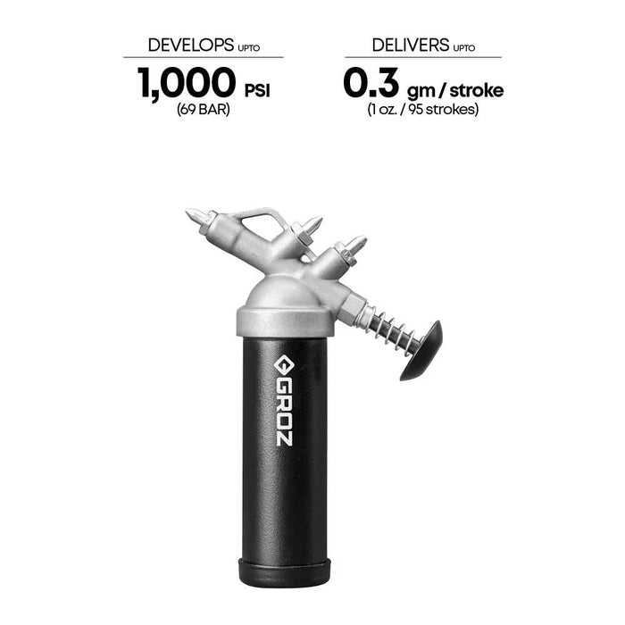 Groz PROLUBE Mini Push Type Grease Gun with Steel Barrel 43105