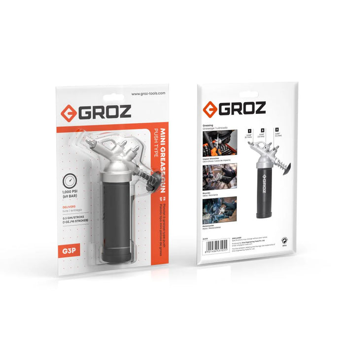 Groz PROLUBE Mini Push Type Grease Gun with Steel Barrel 43105