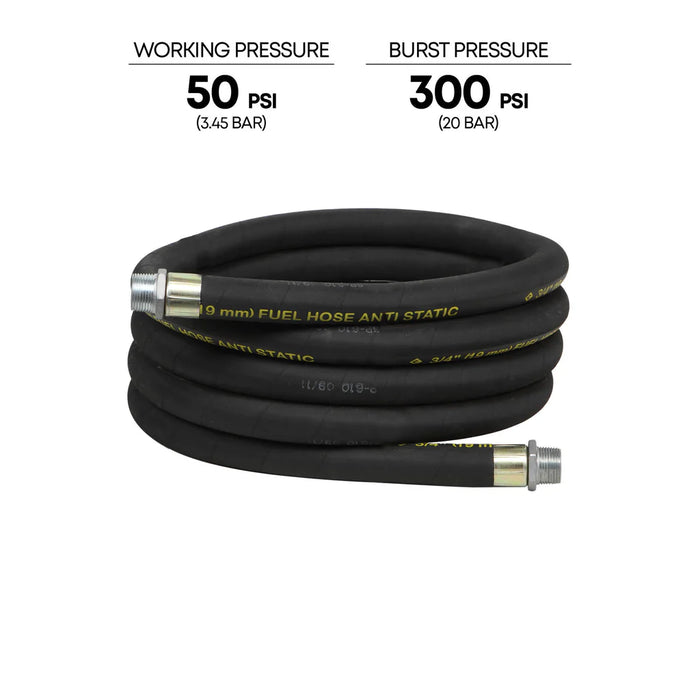 Groz 20' Replacement Anti-Static Fuel Hose, 1" NPT 44089